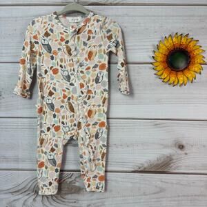 angel dear autumn owls bamboo ruffle romper 3-6M